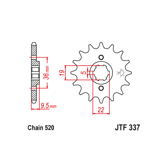 Zębatka przód 14Z JTF337.14 Honda CB 250 CR 250 450 480 500