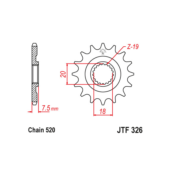 Zębatka przód 12Z JTF326.12 Honda CR 125 R 97