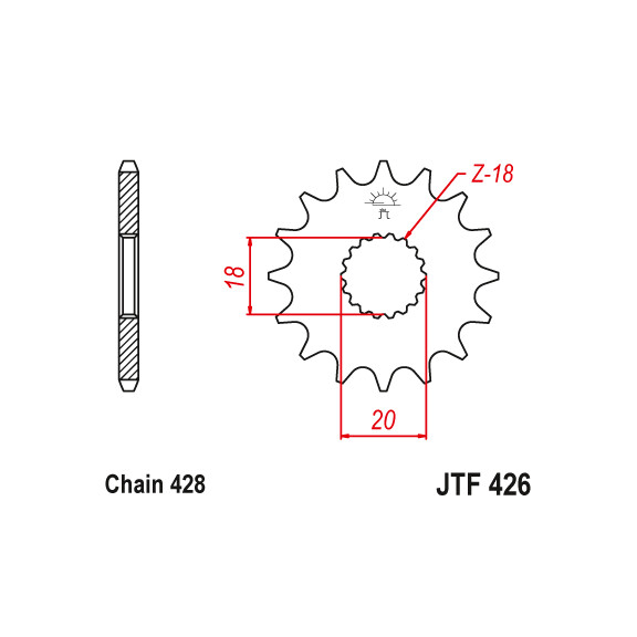 Zębatka przód 14Z JTF426.14 Suzuki DR 125 EN 125 GN 125 RM 125