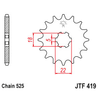 Zębatka przód 14Z JTF419.14 Suzuki GT 250 73-78