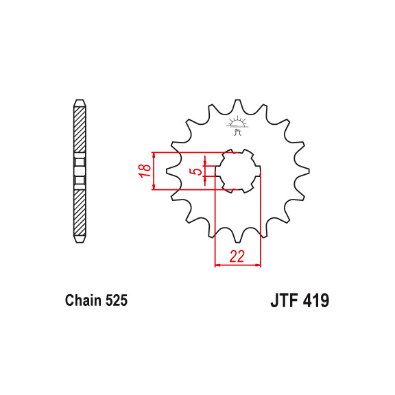 Zębatka przód 14Z JTF419.14 Suzuki GT 250 73-78