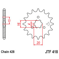 Zębatka przód 14Z JTF418.14 Kawasaki KE 100 125 KH 100 125 KX 125