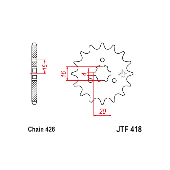 Zębatka przód 14Z JTF418.14 Kawasaki KE 100 125 KH 100 125 KX 125