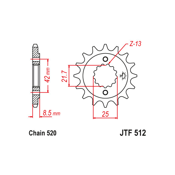 Zębatka przód 16Z JTF512.16 Kawasaki EN 500 GPZ 500 KLE 500 ZR 550
