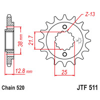 Zębatka przód 14Z JTF511.14 Kawasaki KLX 650 93-95
