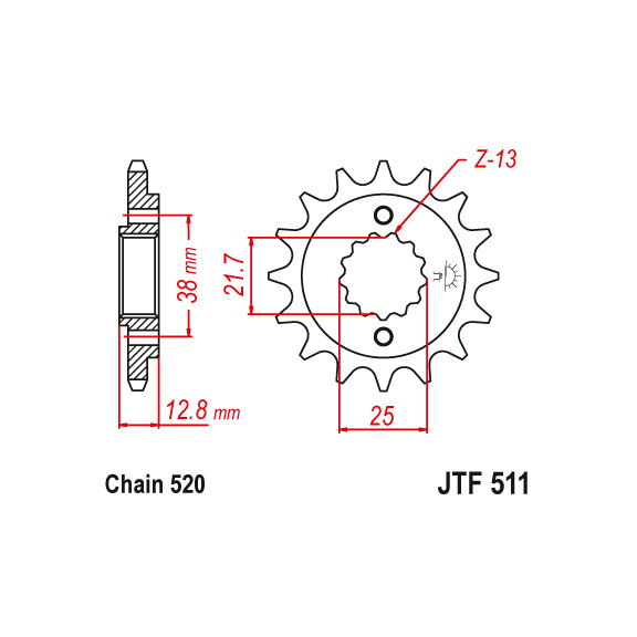 Zębatka przód 14Z JTF511.14 Kawasaki KLX 650 93-95