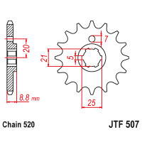 Zębatka przód 14Z JTF507.14 Husqvarna CR 250 WR 250 Kawasaki KX 250