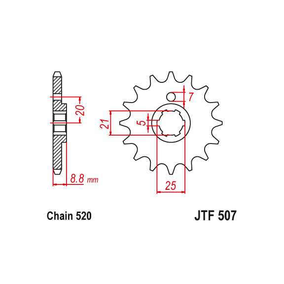 Zębatka przód 13Z JTF507.13 Husqvarna CR 250 WR 360 Kawasaki KLT 200 250