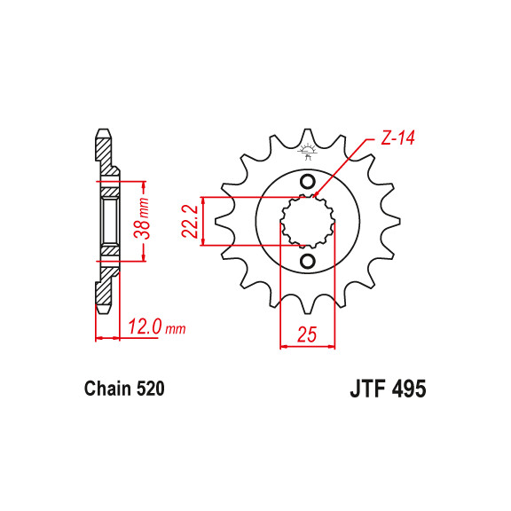 Zębatka przód 15Z JTF495.15 Ducati Paso 750 86-90 Sport 750 88-90