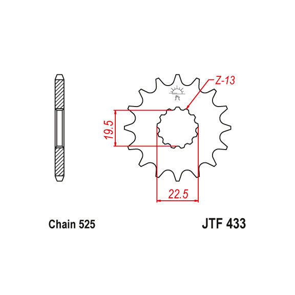 Zębatka przód 16Z JTF433.16 Suzuki TS 250 79-81