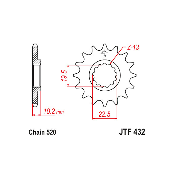 Zębatka przód 13SC JTF432.13SC Suzuki DR 250 RM 250 RMX 250 TS 250