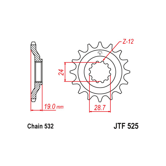Zębatka przód 17Z JTF525.17 Kawasaki ZX 1000 (ZX-10) 88-90