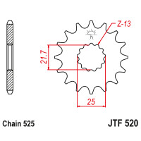 Zębatka przód 16Z JTF520.16 Kawasaki ZR-7F Suzuki GSR 600 GSX-R 600 750