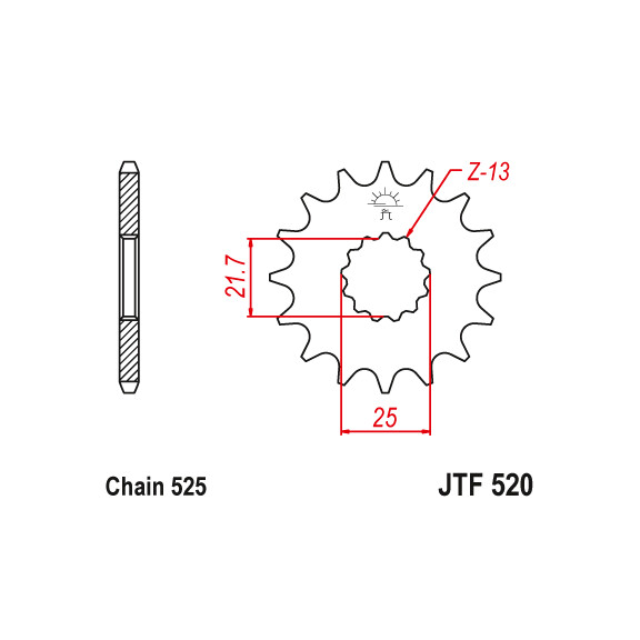 Zębatka przód 16Z JTF520.16 Kawasaki ZR-7F Suzuki GSR 600 GSX-R 600 750
