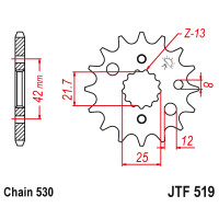 Zębatka przód 16Z JTF519.16 Kawasaki VN 800 Z 650 ZX-9R ZXR 750 ZZR 600