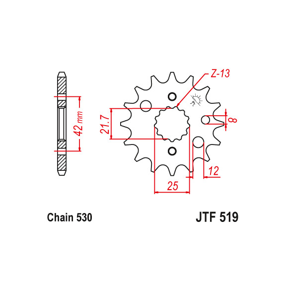 Zębatka przód 15Z JTF519.15 Kawasaki ZZR 600 (ZX 600) 90-92