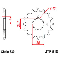 Zębatka przód 13Z JTF518.13 Kawasaki Z 750 80-82