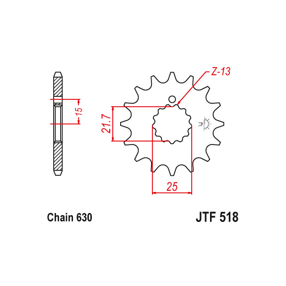 Zębatka przód 13Z JTF518.13 Kawasaki Z 750 80-82
