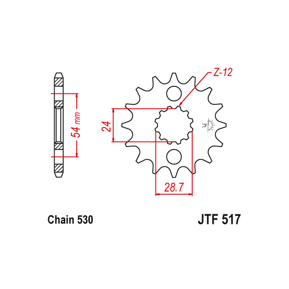 Zębatka przód 17Z JTF517.17 Kawasaki GPZ 900 ZZR 1100 1400 (ZX 1400)