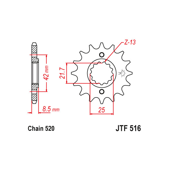 Zębatka przód 15Z JTF516.15 Kawasaki KL 650 KLR 250 600 KR-1 250