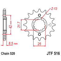 Zębatka przód 14Z JTF516.14 Kawasaki EL 250 GPX 250 KLX 250 ZXR 250