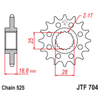 Zębatka przód 16Z JTF704.16 Aprilia RSV 1000 RSV4 1000 Tuono V4 R