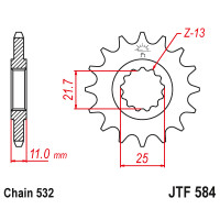 Zębatka przód 16Z JTF584.16 Yamaha FZR 1000 YZF 750 YZFR6 600