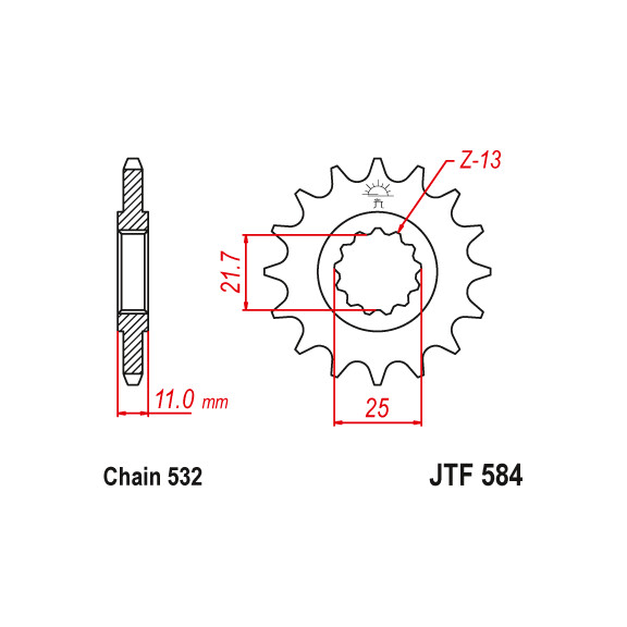 Zębatka przód 16Z JTF584.16 Yamaha FZR 1000 YZF 750 YZFR6 600