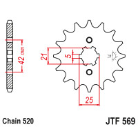Zębatka przód 17Z JTF569.17 Yamaha DT 400 77-80 RD 350 83-95