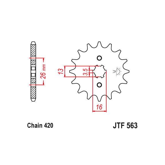 Zębatka przód 14Z JTF563.14 Suzuki AP 50 Yamaha DT 50 FS1