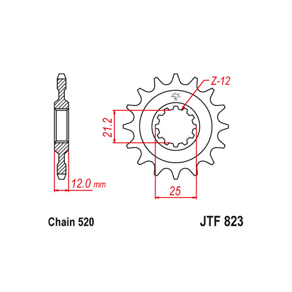 Zębatka przód 12Z JTF823.12 Husqvarna CR 125 240 WR 125