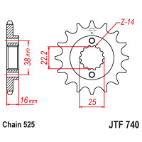 Zębatka przód 15Z JTF740.15 Ducati 916 996 ST2 944 Monster 796 916