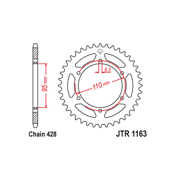 Zębatka tylna 45Z JTR1163.45 Cagiva Elefant 125 84-88 WSXT 125 83-84