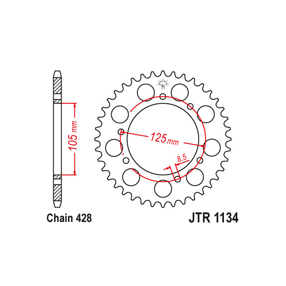 Zębatka tylna 50Z JTR1134.50 Derbi Senda 125 Yamaha XT 125 Malaguti X3M 125