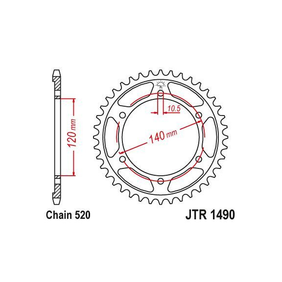 Zębatka tylna 42Z JTR1490.42 Kawasaki EN 500 96-03
