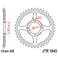 Zębatka tylna 54Z JTR1843.54 Yamaha TT-R 125 00-16