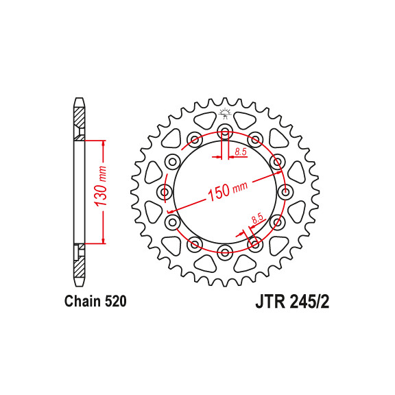 Zębatka tylna 50Z JTR245/2.50 Honda XR 200 84-85 XR 250 84-85