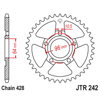Zębatka tylna 53Z JTR242.53 Honda XL 125 82-86