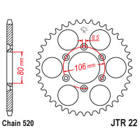 Zębatka tylna 45Z JTR22.45 Aprilia MX 125 04-07 SX 125 08-14
