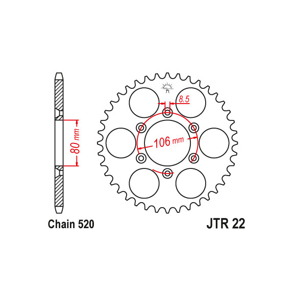 Zębatka tylna 45Z JTR22.45 Aprilia MX 125 04-07 SX 125 08-14