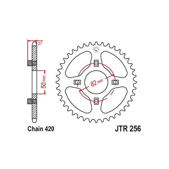 Zębatka tylna 38Z JTR256.38 Honda CF 50 79-96 ST 50 74-93