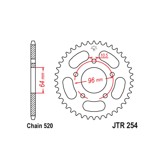 Zębatka tylna 37Z JTR254.37 Honda CBF 250 04-06