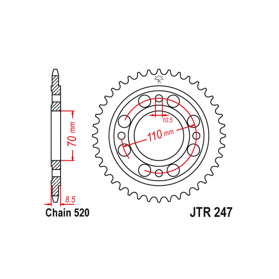 Zębatka tylna 41Z JTR247.41 Honda CB 250 79-85 CM 250 81-83