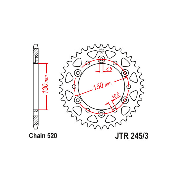 Zębatka tylna 45Z JTR245/3.45 Honda NX 650 VT 250 VTR 250