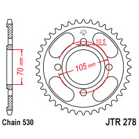 Zębatka tylna 37Z JTR278.37 Honda CJ 250 T 76-79