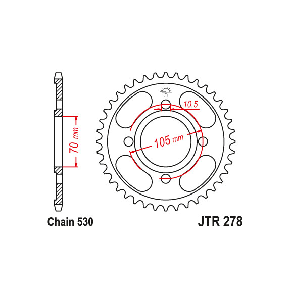 Zębatka tylna 37Z JTR278.37 Honda CJ 250 T 76-79