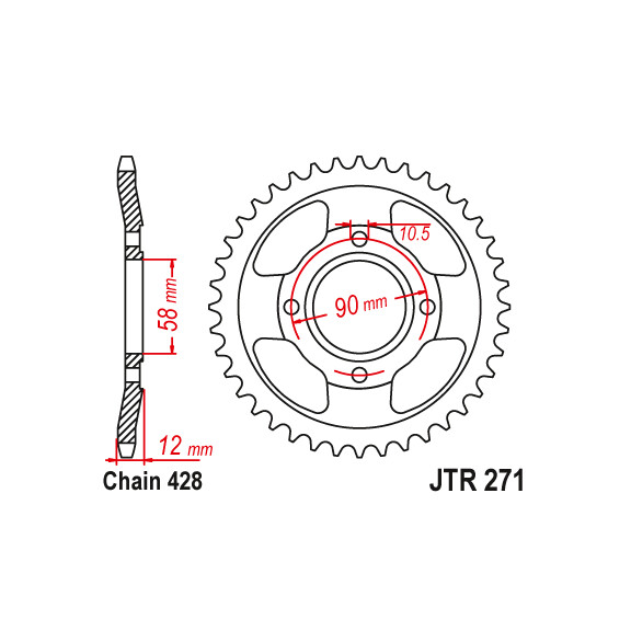 Zębatka tylna 50Z JTR271.50 Honda CLR 125 98-03 NX 125 89-98