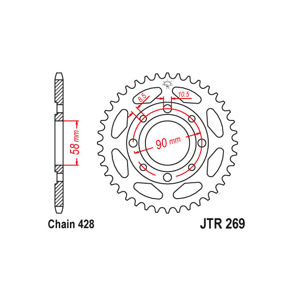 Zębatka tylna 37Z JTR269.37 Honda CB 100 125 CBX 125