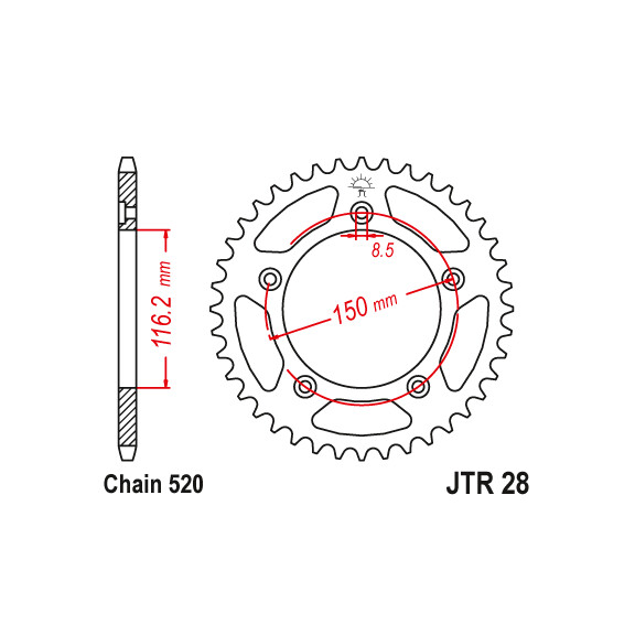Zębatka tylna 42Z JTR28.42 Aprilia RS 250 95-02