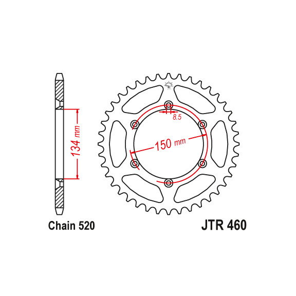 Zębatka tylna 46Z JTR460.46 Kawasaki KX 500 84-85 Suzuki RM-Z 250 06